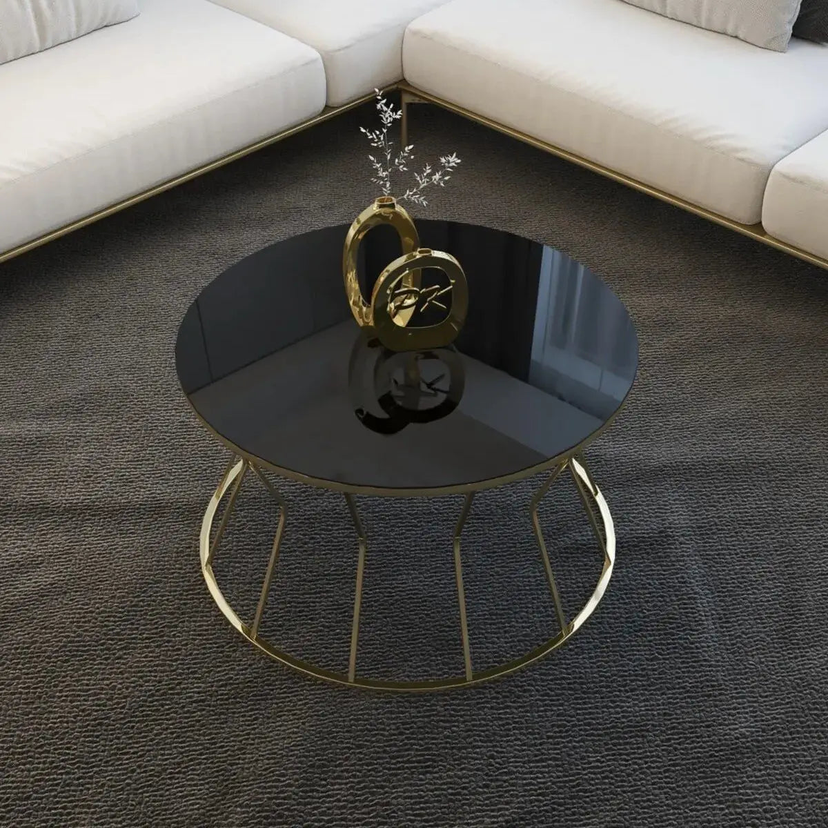 Modern Round Coffee Table with Durable Mirror Surface - Homevalley.co.uk
