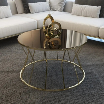 Modern Round Coffee Table with Durable Mirror Surface - Homevalley.co.uk