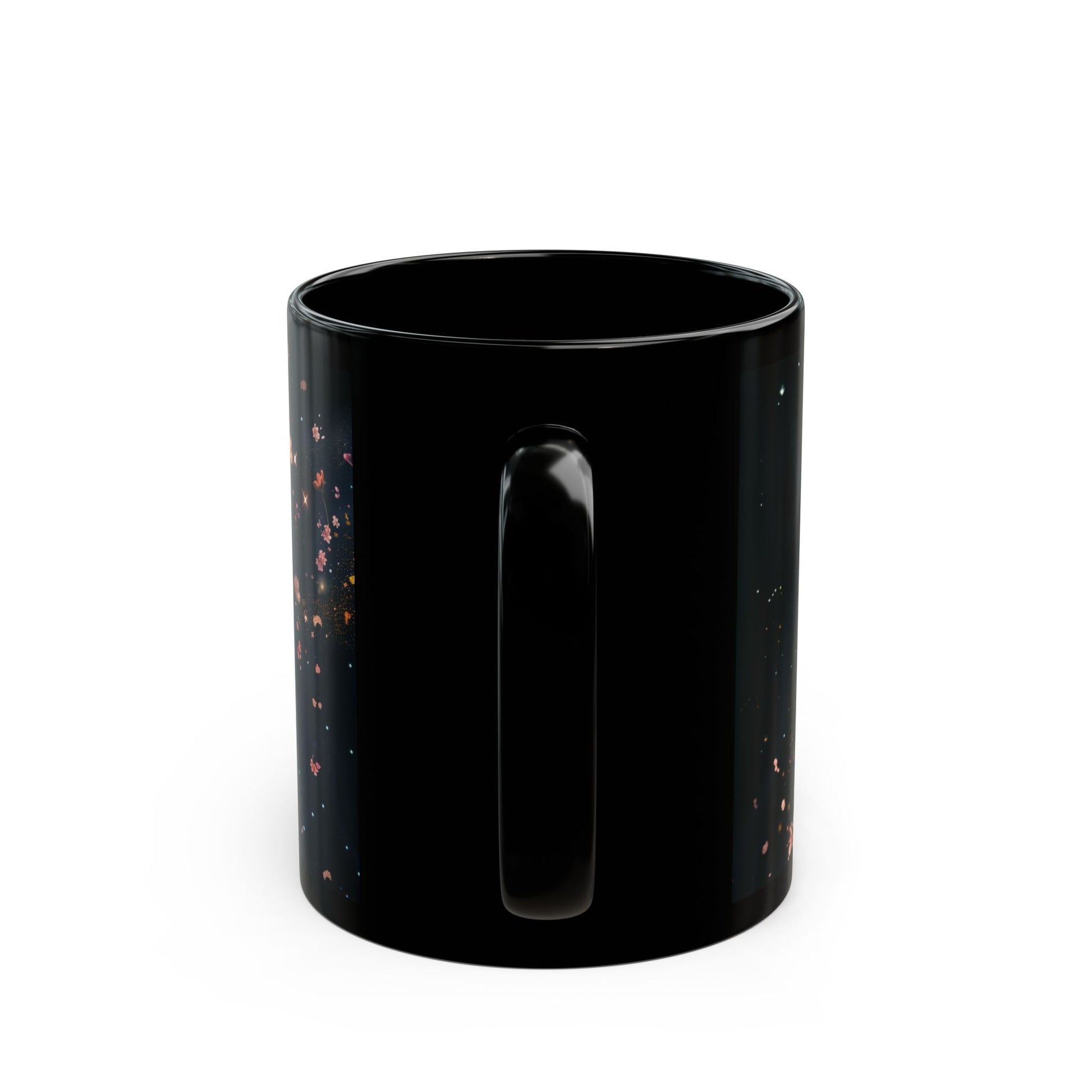 Moon, Moon Dust and Flowers Black Coffee Mug,Tea Cup, Floral Mug, Gift for Her, Mother's Day, Gift Idea(11oz, 15oz) - Homevalley.co.uk