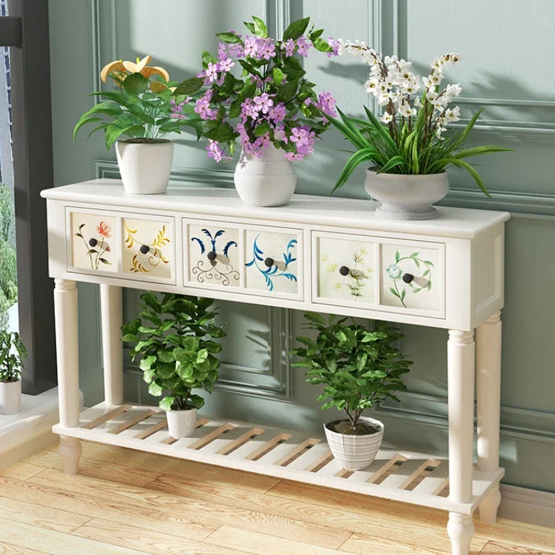Multi-functional American Solid Wood Narrow Entrance Cabinet Console Table - Homevalley.co.uk