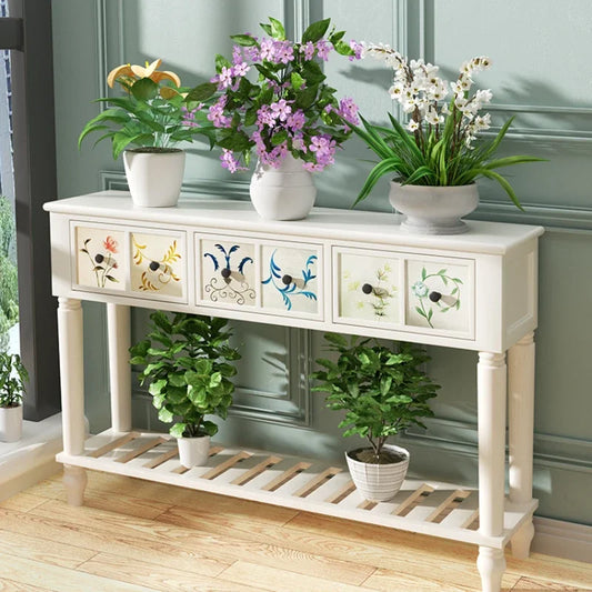 Multi-functional American Solid Wood Narrow Entrance Cabinet Console Table - Homevalley.co.uk