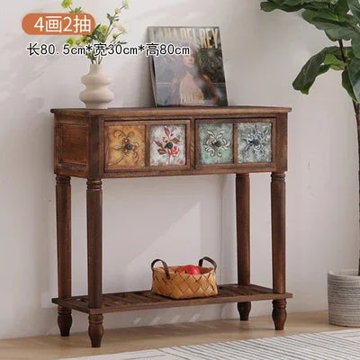 Multi-functional American Solid Wood Narrow Entrance Cabinet Console Table - Homevalley.co.uk