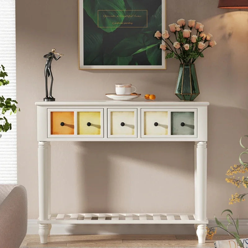 Multi-functional American Solid Wood Narrow Entrance Cabinet Console Table - Homevalley.co.uk