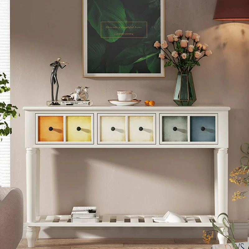 Multi-functional American Solid Wood Narrow Entrance Cabinet Console Table - Homevalley.co.uk