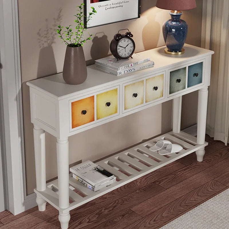 Multi-functional American Solid Wood Narrow Entrance Cabinet Console Table - Homevalley.co.uk