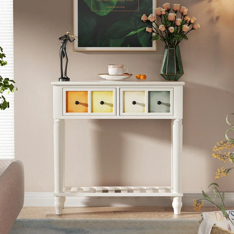 Multi-functional American Solid Wood Narrow Entrance Cabinet Console Table - Homevalley.co.uk
