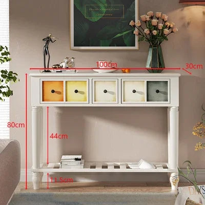 Multi-functional American Solid Wood Narrow Entrance Cabinet Console Table - Homevalley.co.uk