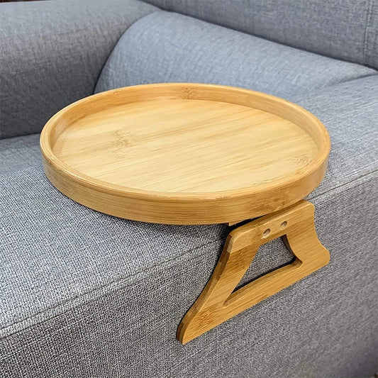 Natural Bamboo Armrest Clip-On Sofa Tray - Homevalley.co.uk