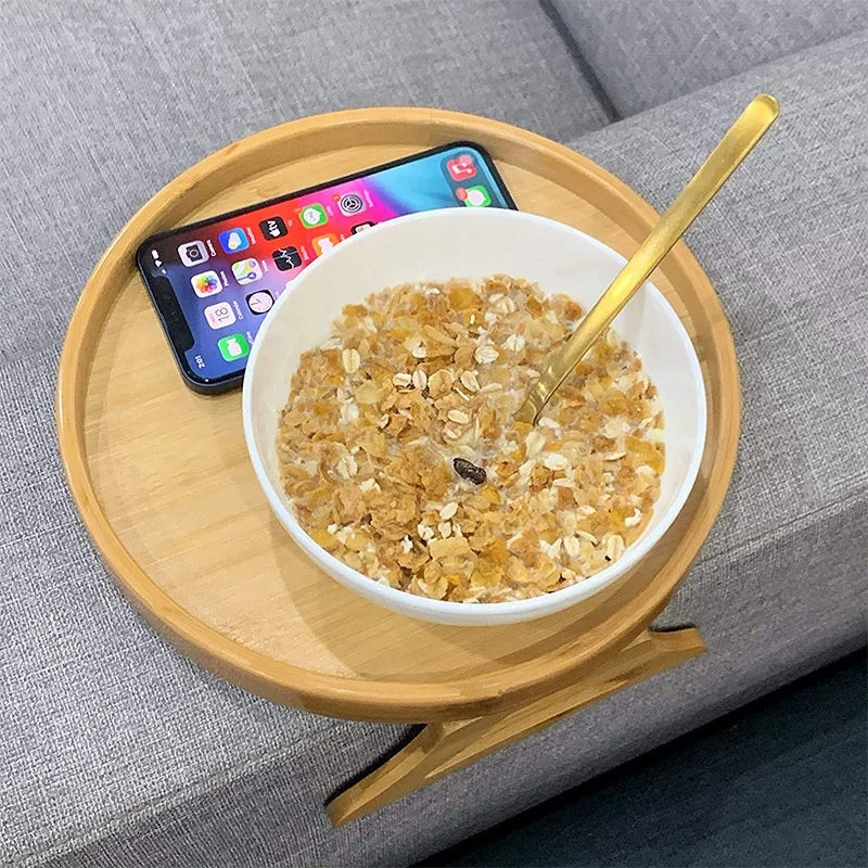 Natural Bamboo Armrest Clip-On Sofa Tray - Homevalley.co.uk