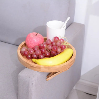 Natural Bamboo Armrest Clip-On Sofa Tray - Homevalley.co.uk