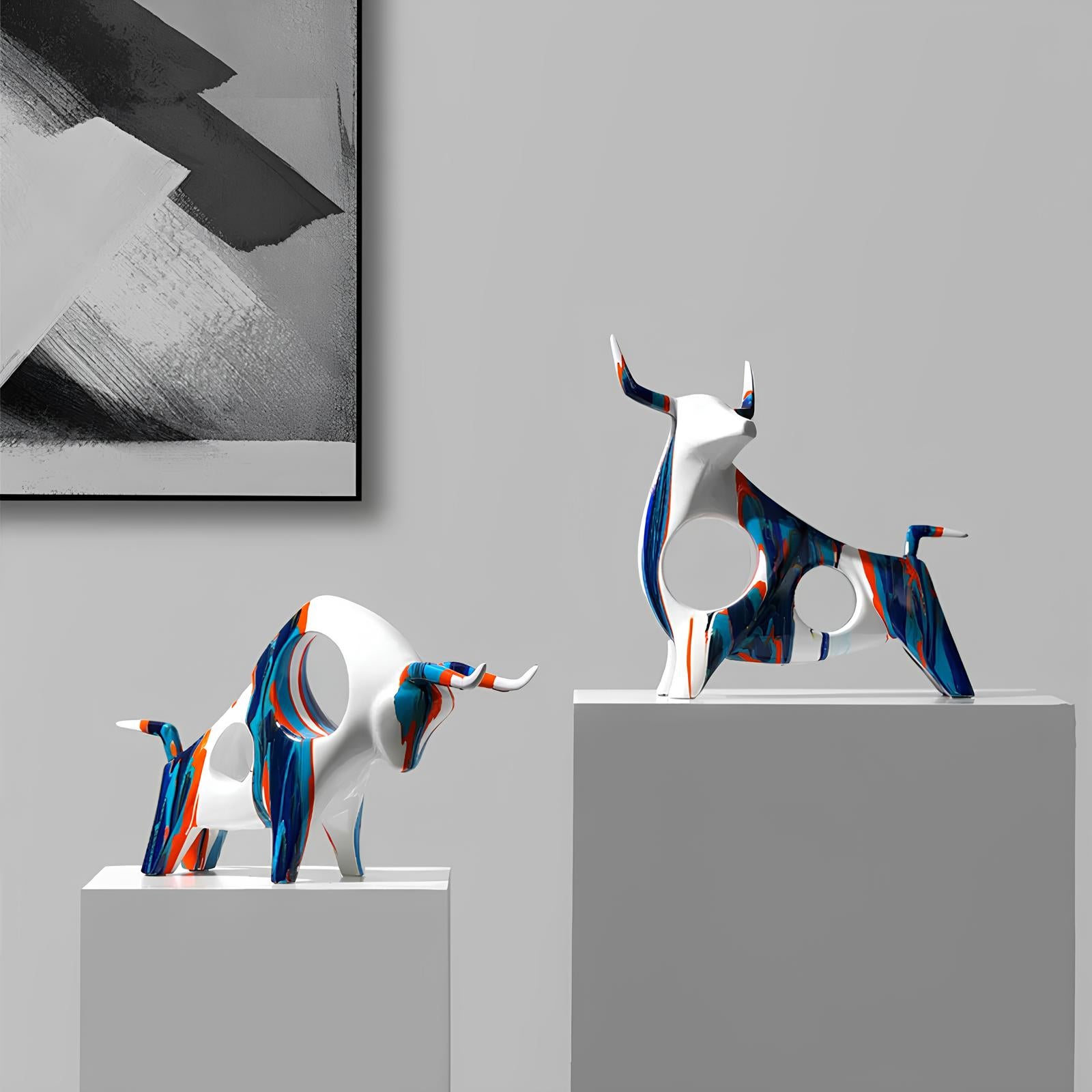 Nordic Cow Bull Ornament Sculpture Figurine - Homevalley.co.uk