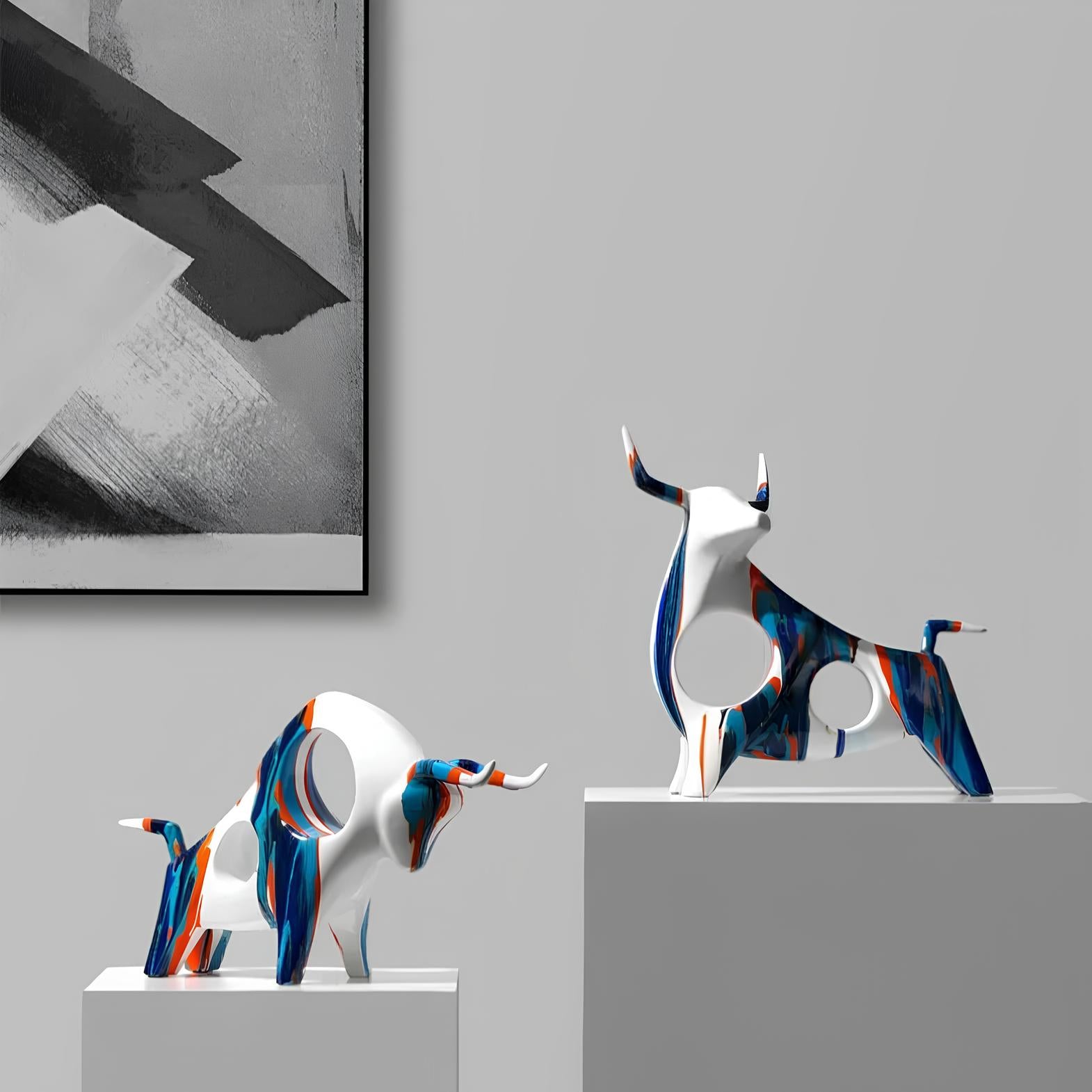 Nordic Cow Bull Ornament Sculpture Figurine - Homevalley.co.uk