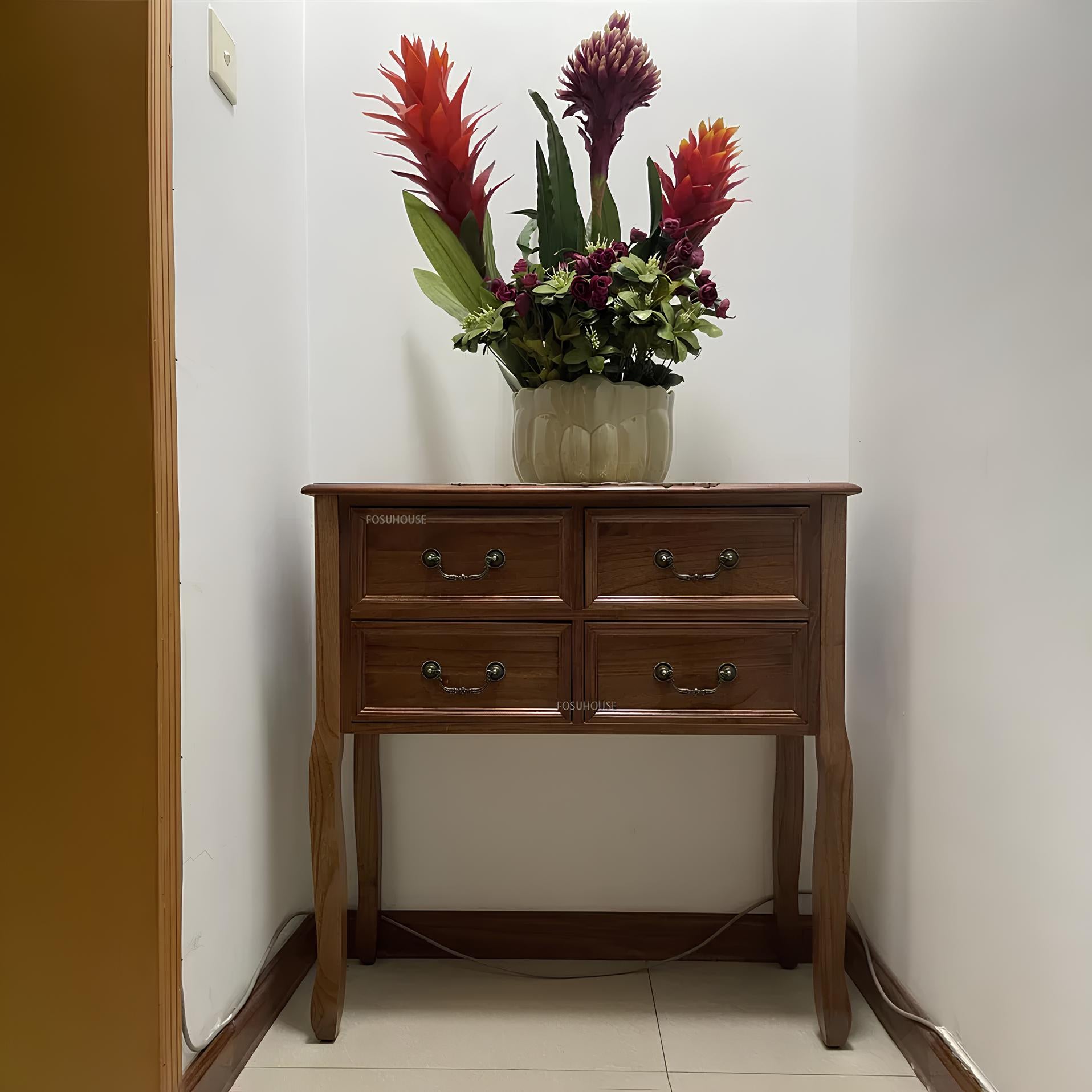 Nordic Solid Wood Console Table with Drawers - Homevalley.co.uk