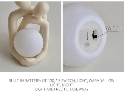 Nordic Style Minimalism Couple Table Lamp - Bedroom Decor Accessories, Aesthetic Room Decor, Christmas Decoration, Home Decor Gift - Homevalley.co.uk