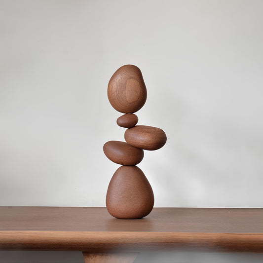 Nordic Style Solid Wood Stone Shape Ornament - Homevalley.co.uk