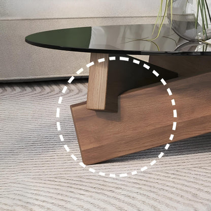 Nordic Transparent Glass Solid Wood Round Coffee Table - Homevalley.co.uk