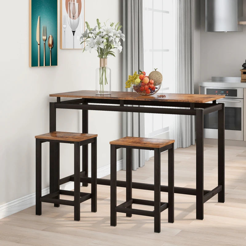 Oblong Bar Table and 4 Stools Set - Homevalley.co.uk