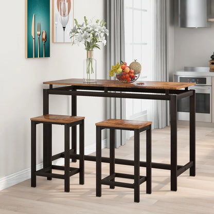 Oblong Bar Table and 4 Stools Set - Homevalley.co.uk