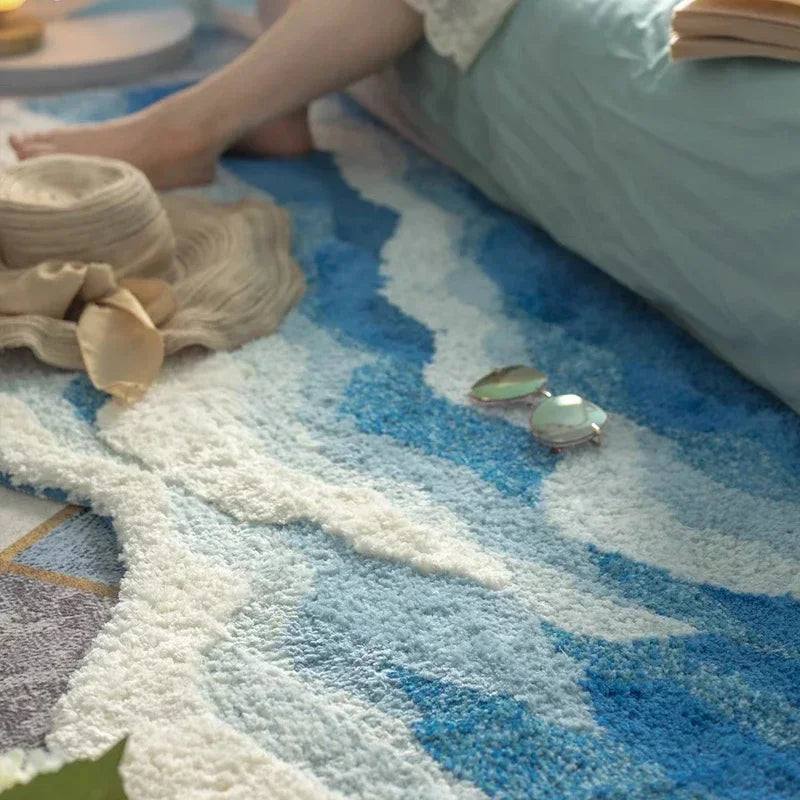 Ocean Wave Non-Slip Tufted Rug – Stylish, Soft, and Safe for Your Home - Homevalley.co.uk