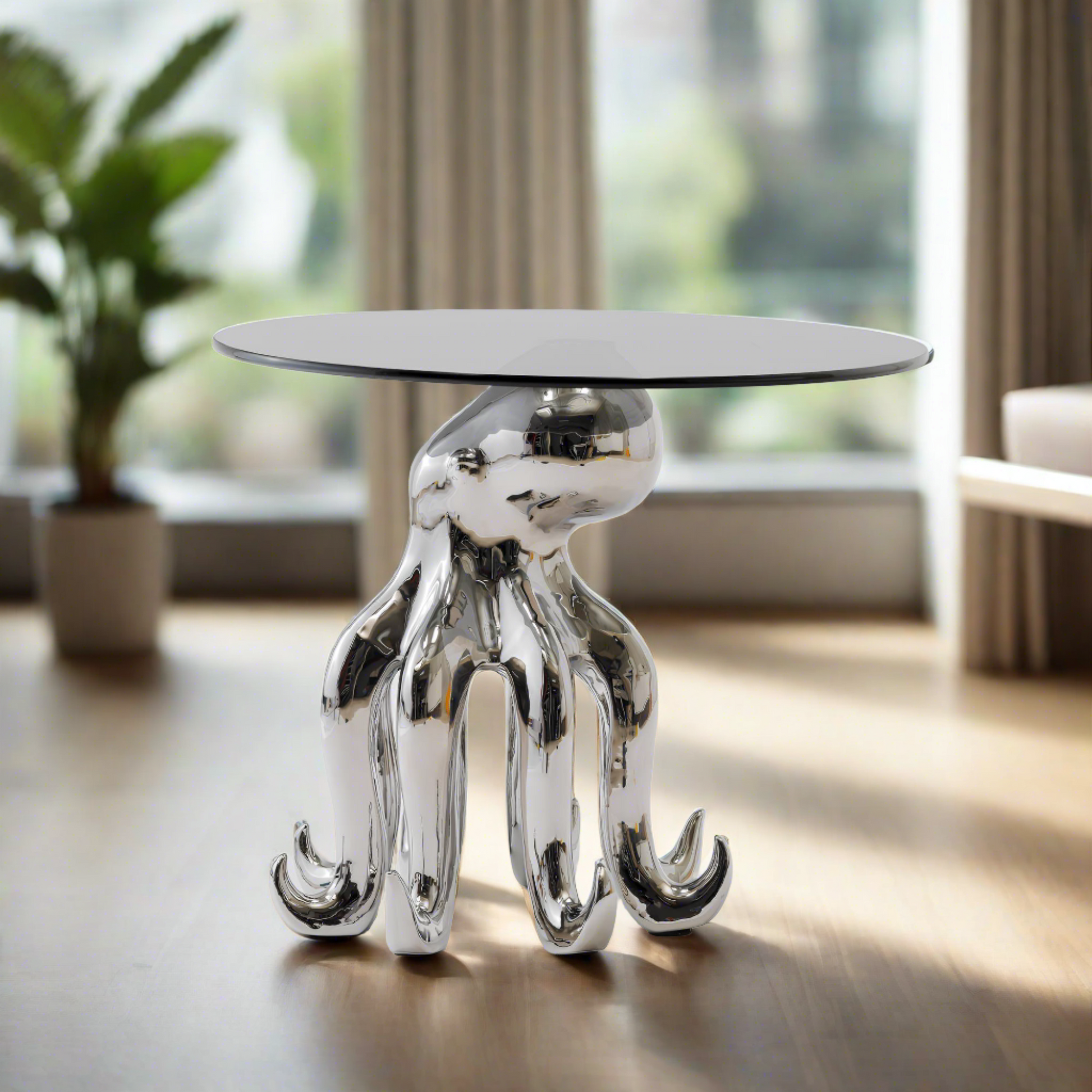Octopus Stand Glass Round Coffee Table - Homevalley.co.uk