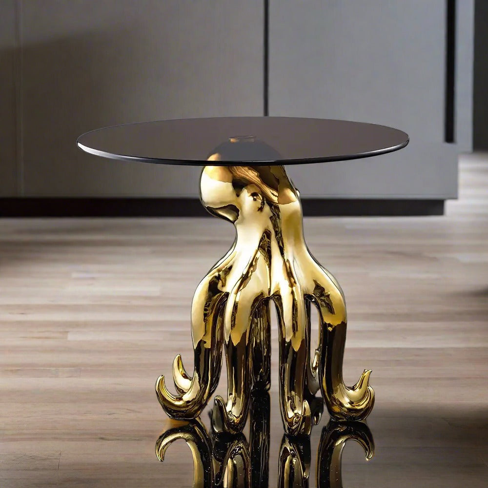 Octopus Stand Glass Round Coffee Table - Homevalley.co.uk