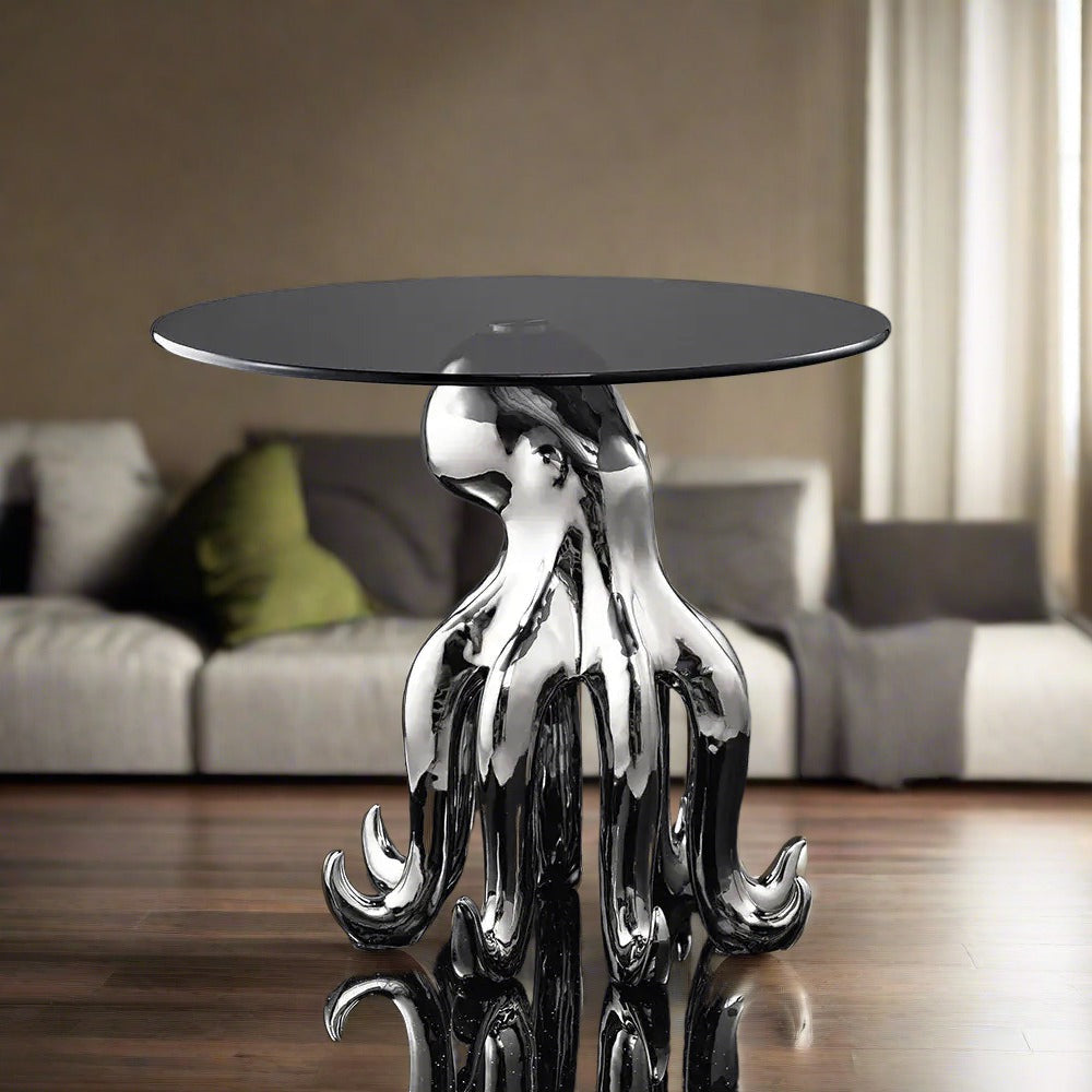 Octopus Stand Glass Round Coffee Table - Homevalley.co.uk