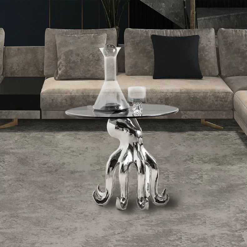 Octopus Stand Glass Round Coffee Table - Homevalley.co.uk