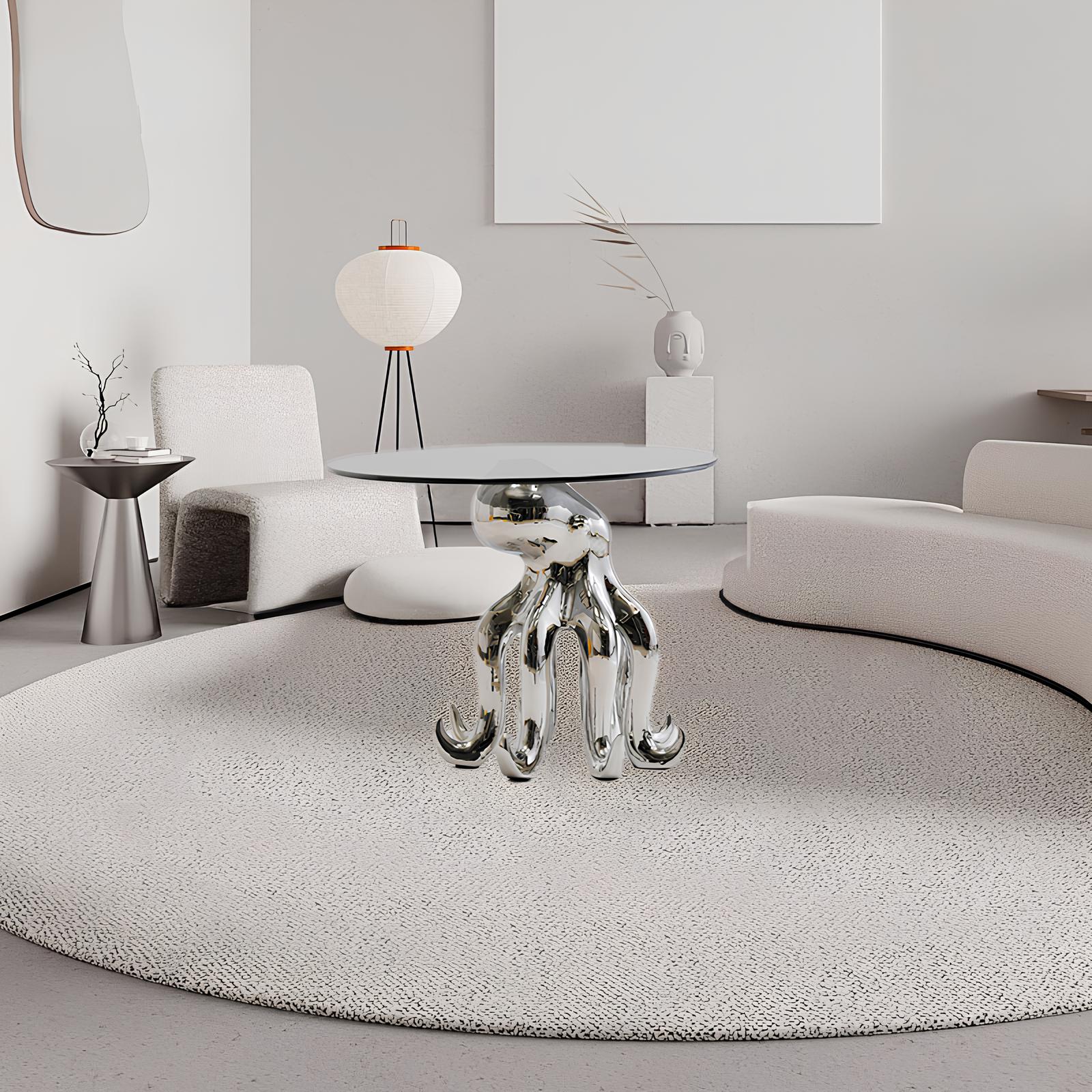 Octopus Stand Glass Round Coffee Table - Homevalley.co.uk