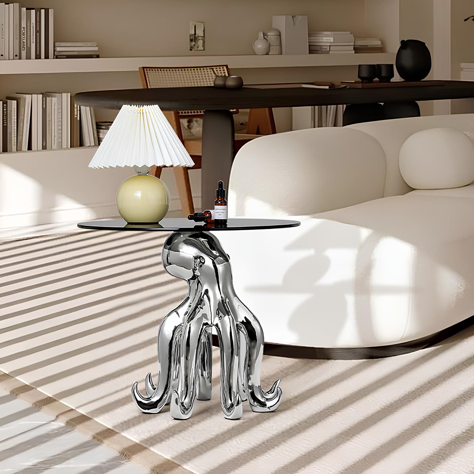 Octopus Stand Glass Round Coffee Table - Homevalley.co.uk