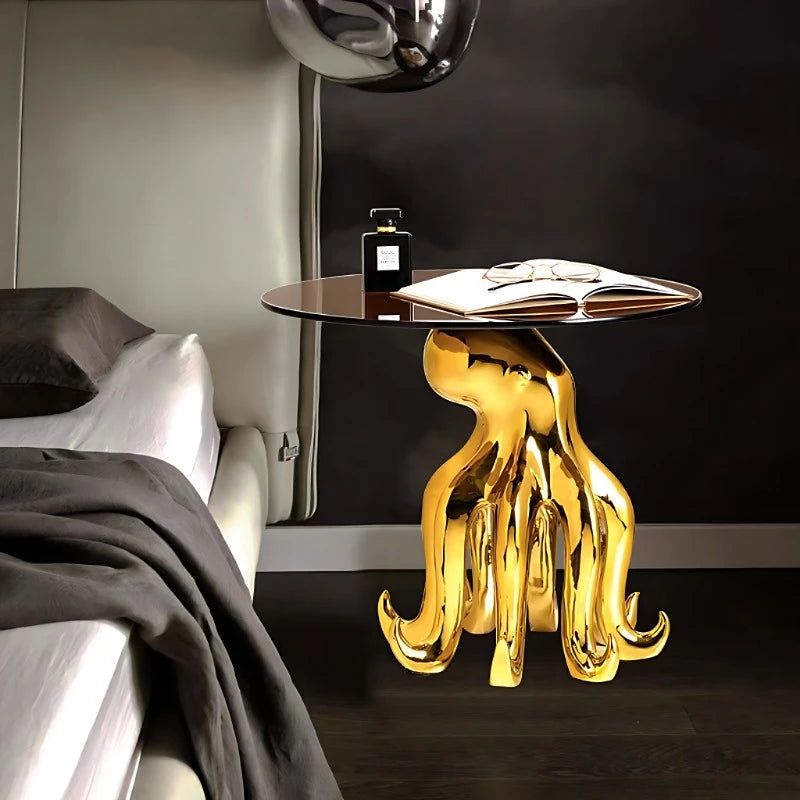Octopus Stand Glass Round Coffee Table - Homevalley.co.uk
