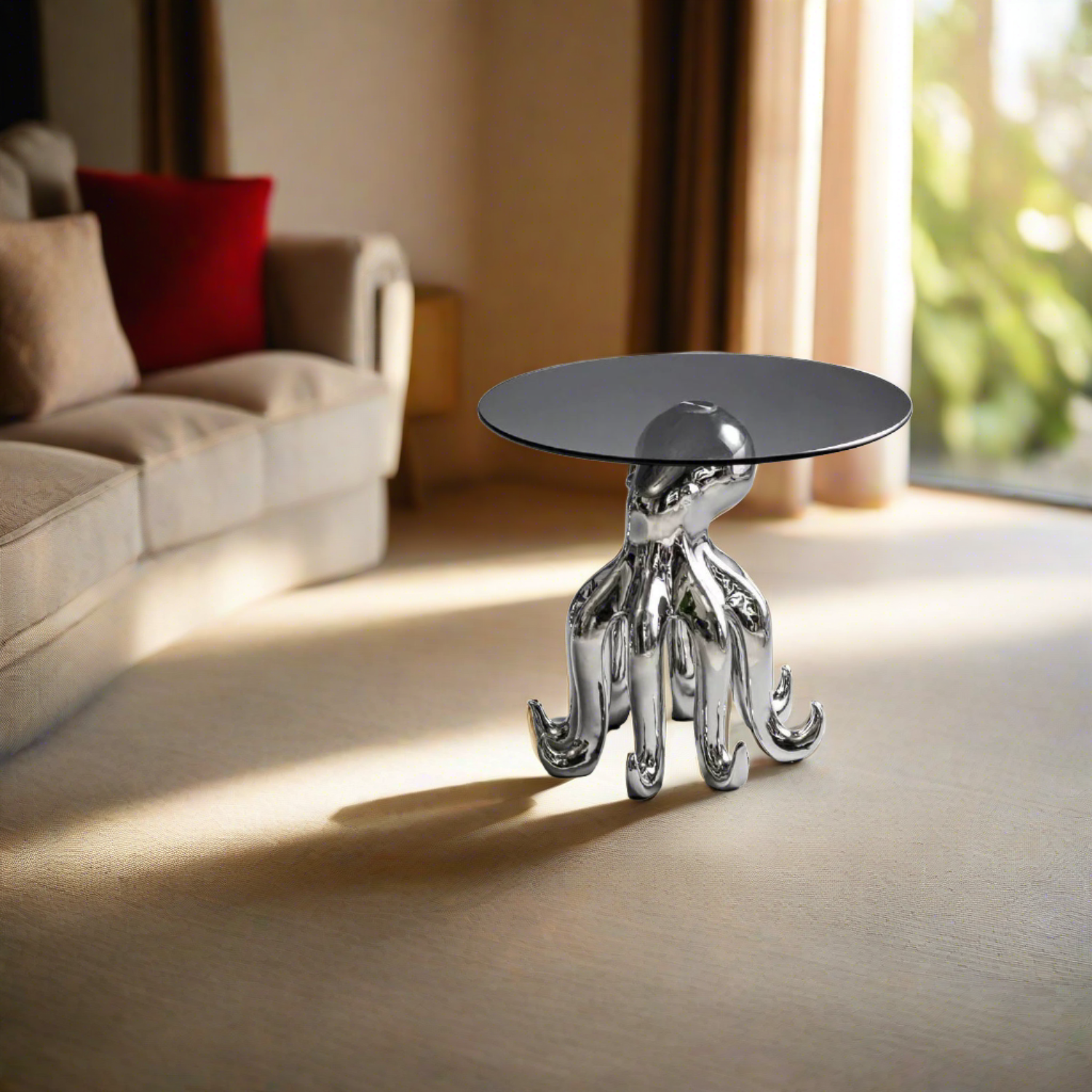 Octopus Stand Glass Round Coffee Table - Homevalley.co.uk