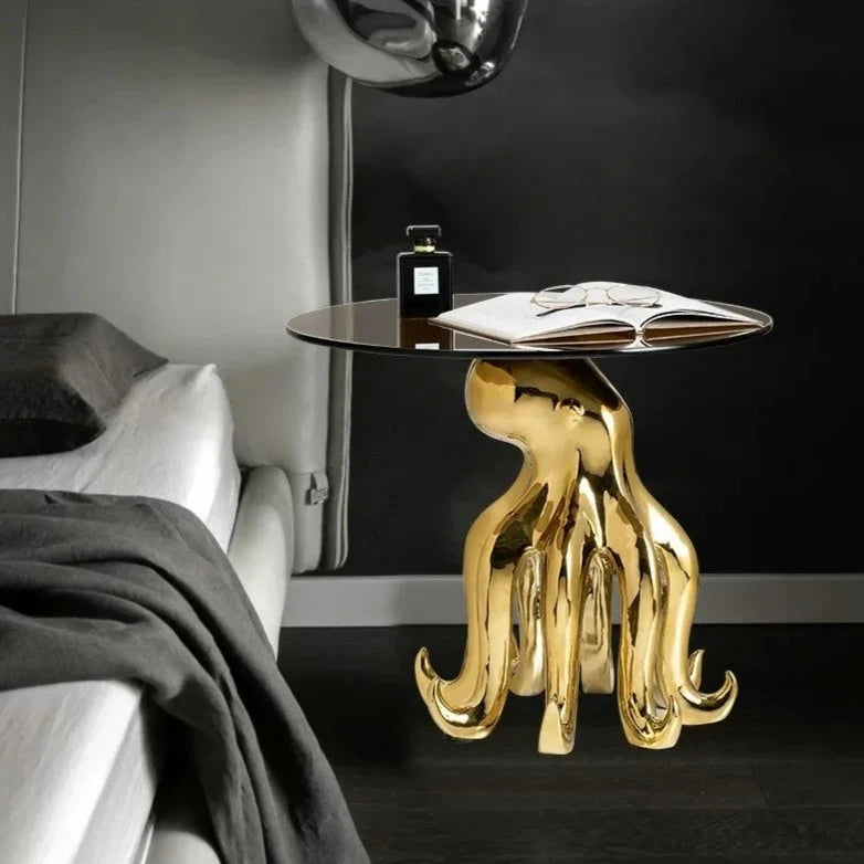 Octopus Stand Glass Round Coffee Table - Homevalley.co.uk