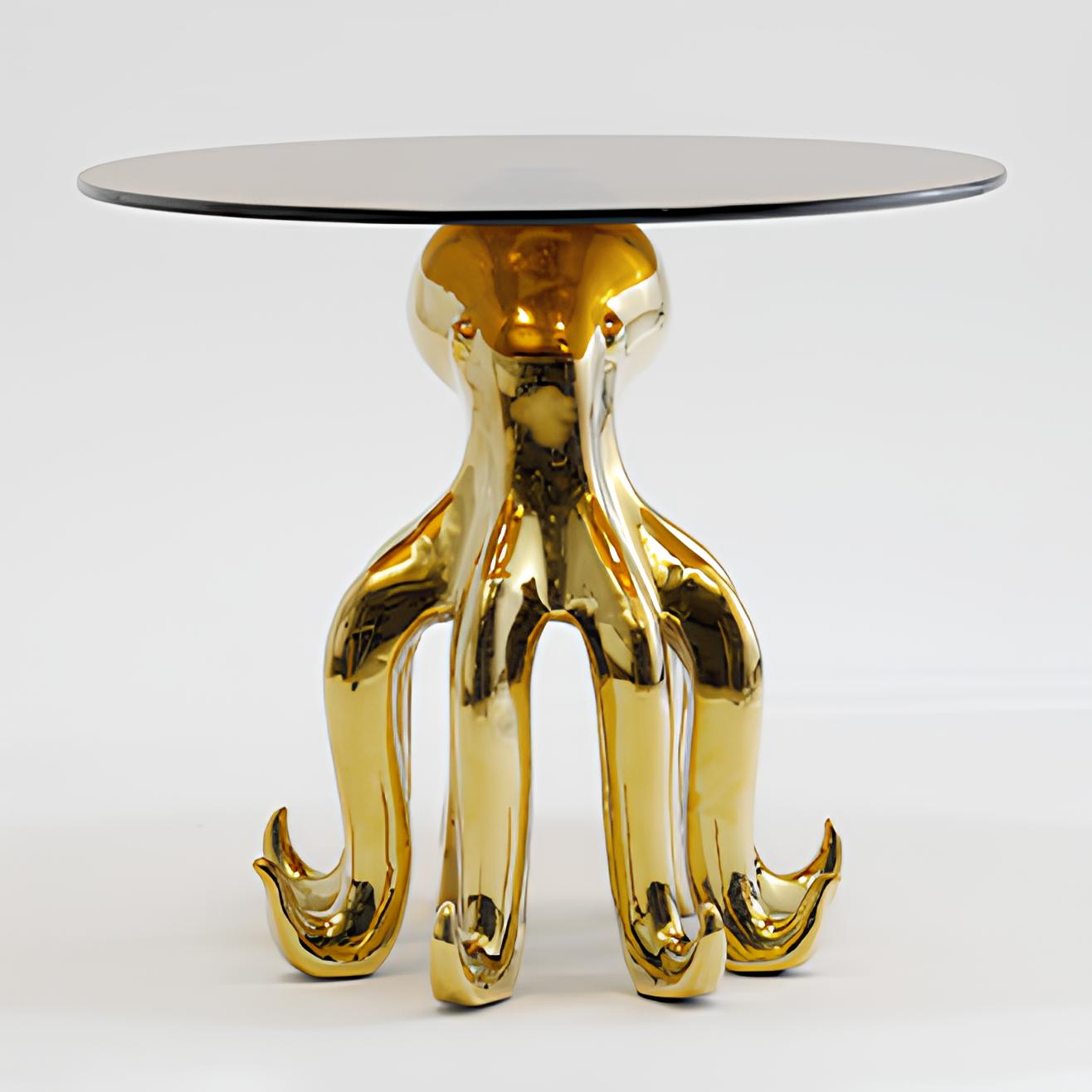 Octopus Stand Glass Round Coffee Table - Homevalley.co.uk