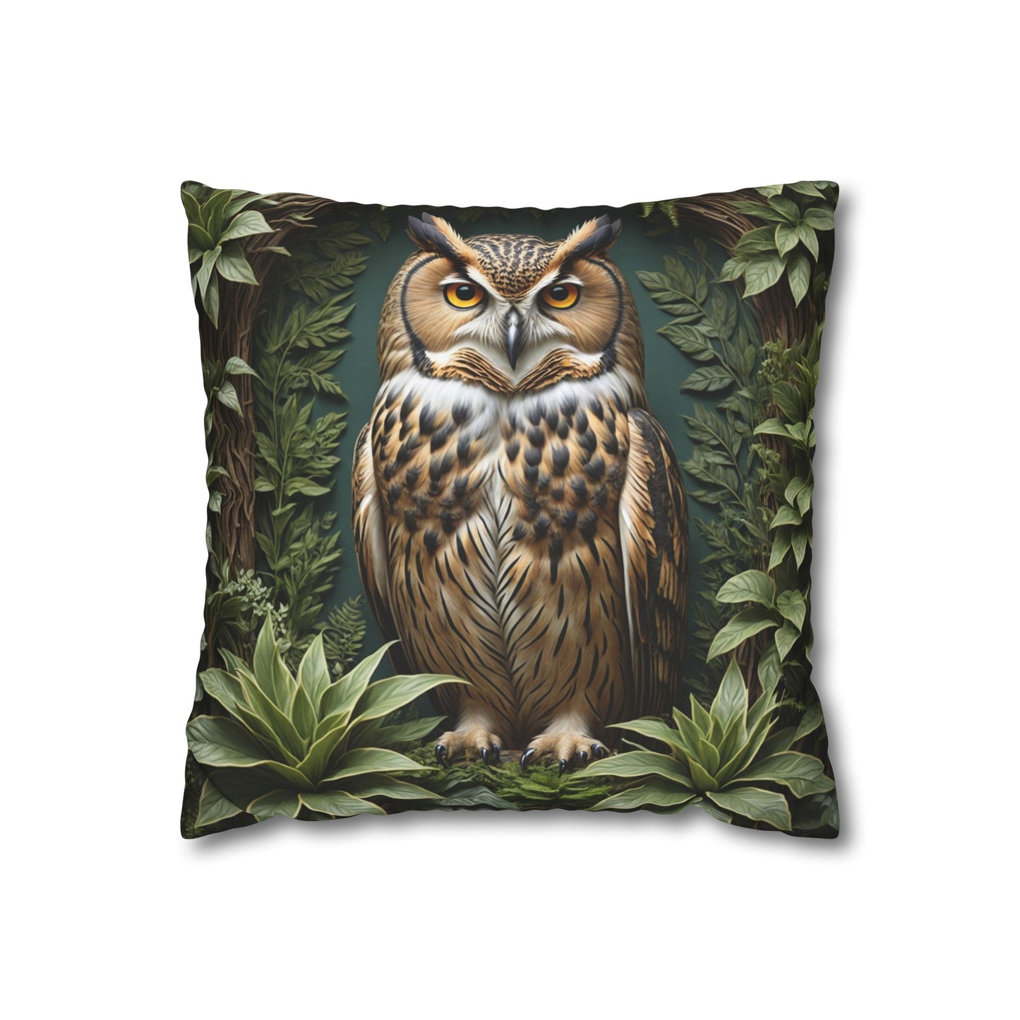 Owl Pillow Case, Owl and Botanicals Pillow Case, Owl Lovers, Birds Lovers, Gift For Her, Gift for Friend - Homevalley.co.uk