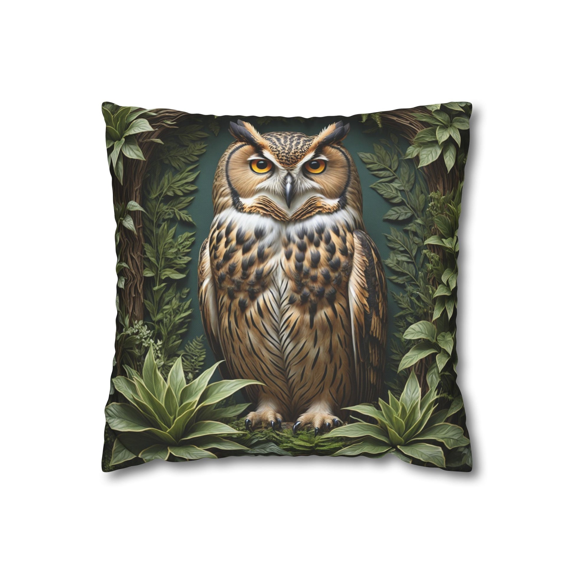 Owl Pillow Case, Owl and Botanicals Pillow Case, Owl Lovers, Birds Lovers, Gift For Her, Gift for Friend - Homevalley.co.uk