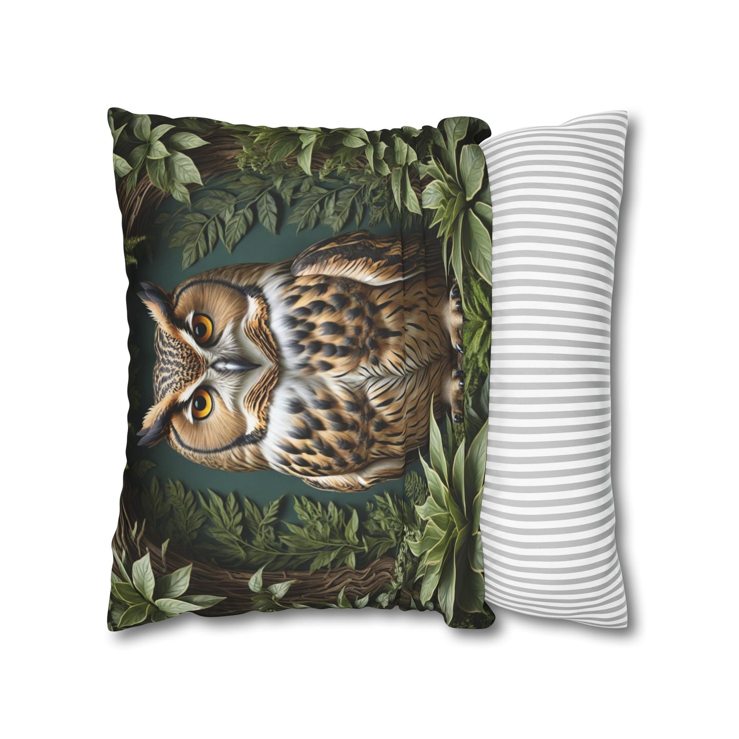 Owl Pillow Case, Owl and Botanicals Pillow Case, Owl Lovers, Birds Lovers, Gift For Her, Gift for Friend - Homevalley.co.uk