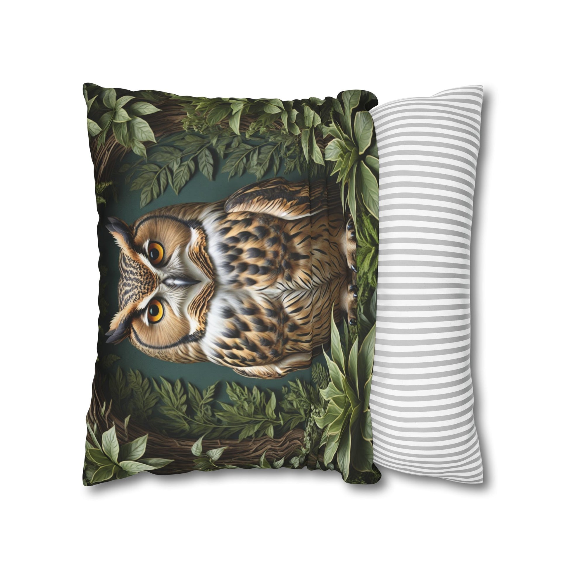 Owl Pillow Case, Owl and Botanicals Pillow Case, Owl Lovers, Birds Lovers, Gift For Her, Gift for Friend - Homevalley.co.uk