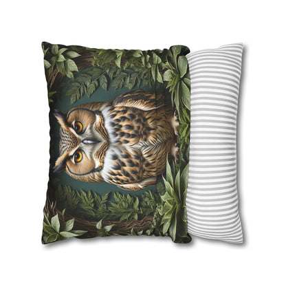 Owl Pillow Case, Owl and Botanicals Pillow Case, Owl Lovers, Birds Lovers, Gift For Her, Gift for Friend - Homevalley.co.uk