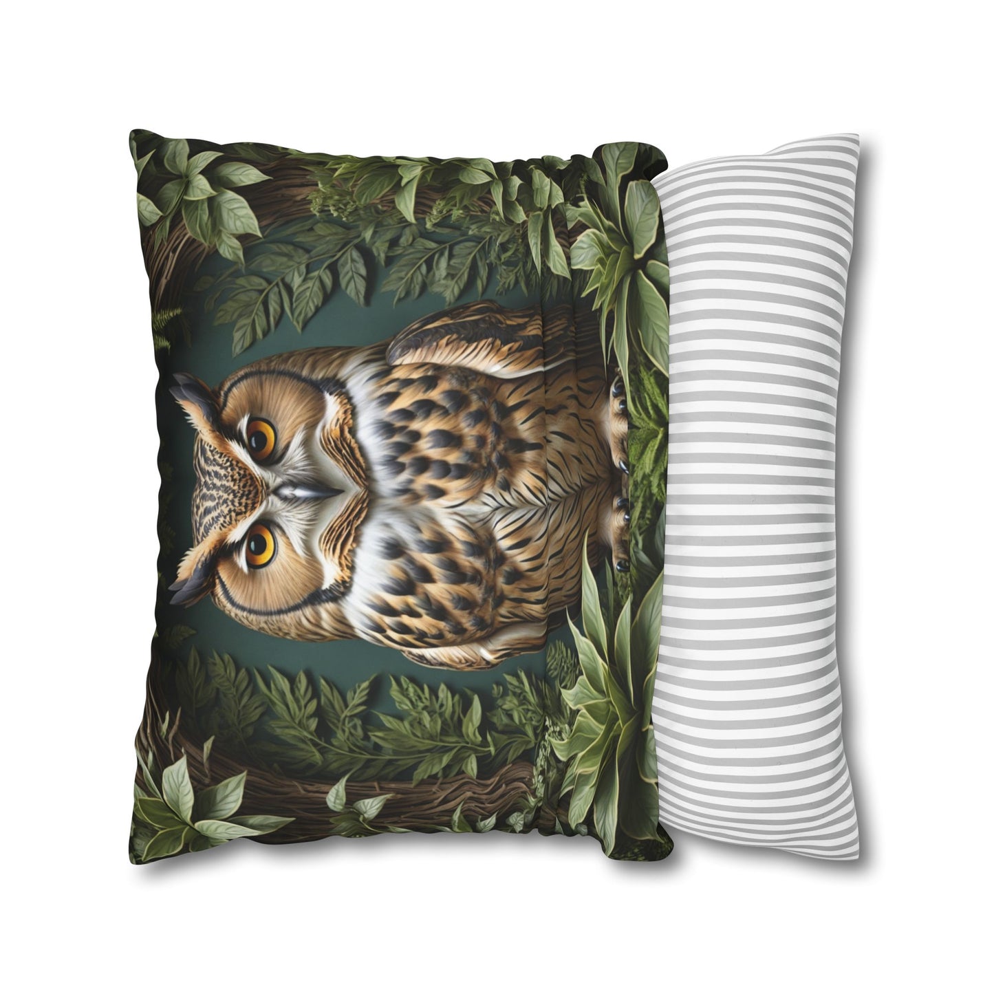 Owl Pillow Case, Owl and Botanicals Pillow Case, Owl Lovers, Birds Lovers, Gift For Her, Gift for Friend - Homevalley.co.uk