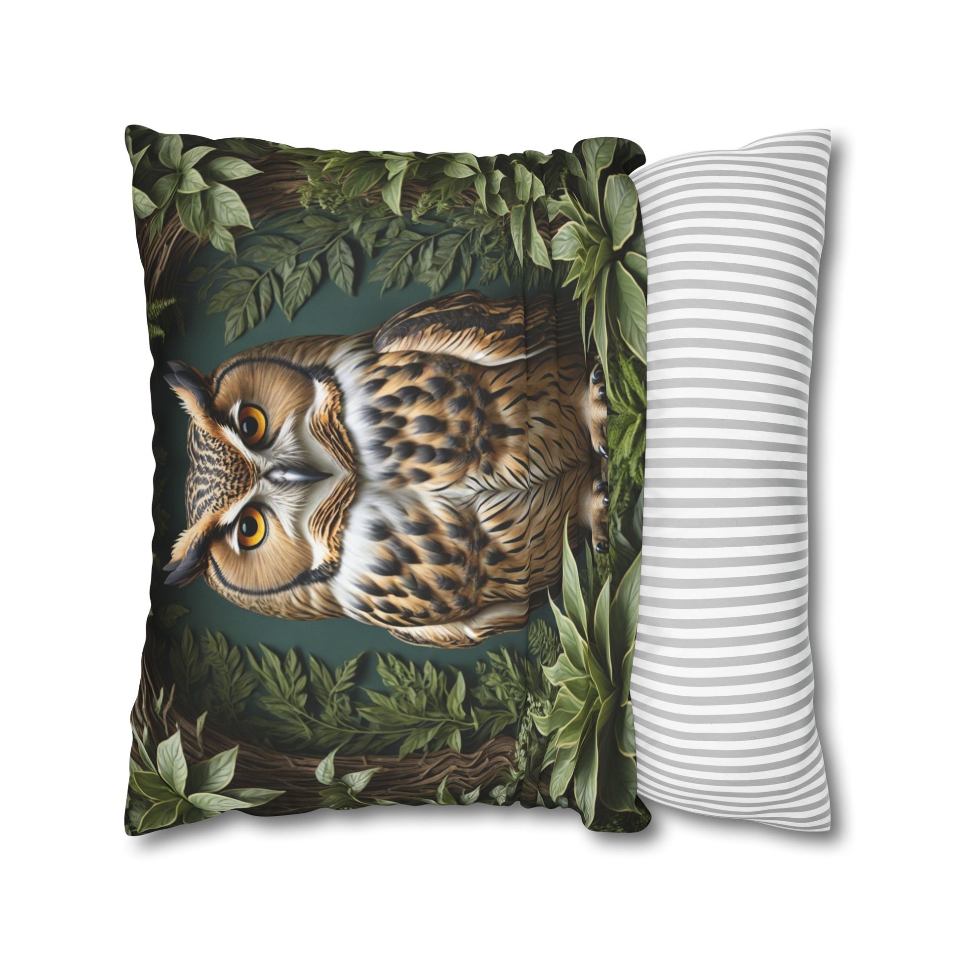 Owl Pillow Case, Owl and Botanicals Pillow Case, Owl Lovers, Birds Lovers, Gift For Her, Gift for Friend - Homevalley.co.uk
