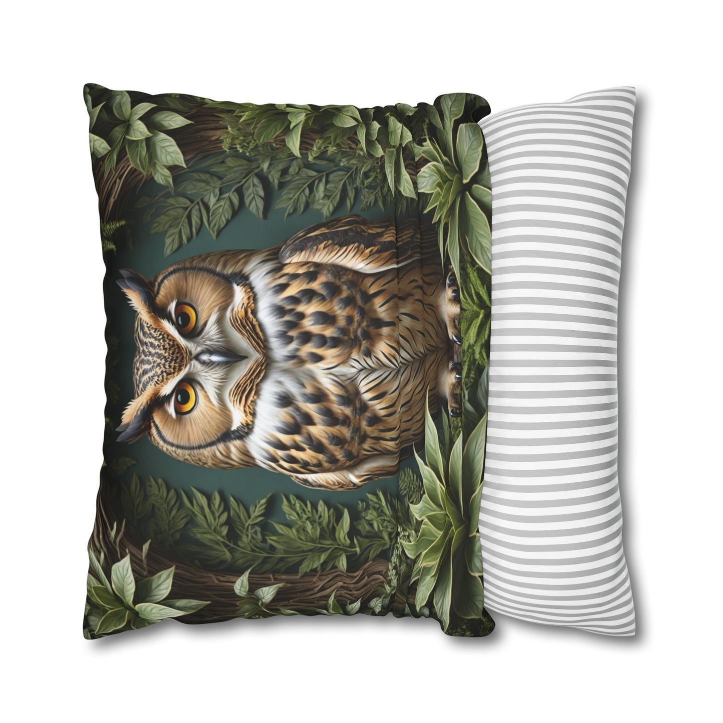 Owl Pillow Case, Owl and Botanicals Pillow Case, Owl Lovers, Birds Lovers, Gift For Her, Gift for Friend - Homevalley.co.uk