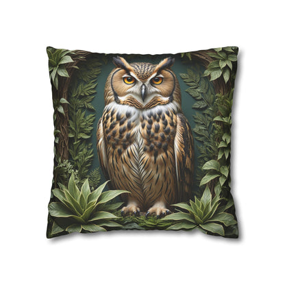 Owl Pillow Case, Owl and Botanicals Pillow Case, Owl Lovers, Birds Lovers, Gift For Her, Gift for Friend - Homevalley.co.uk