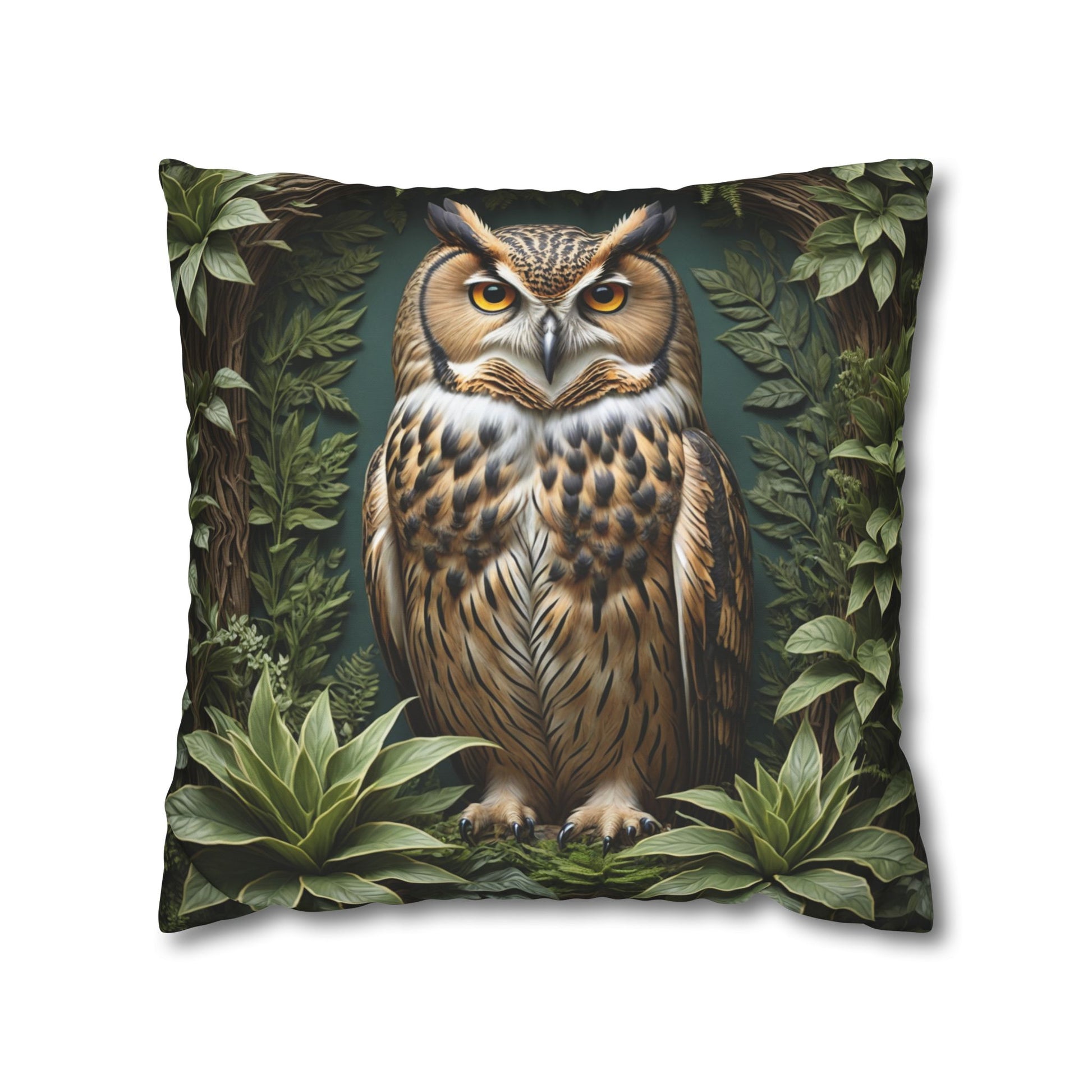Owl Pillow Case, Owl and Botanicals Pillow Case, Owl Lovers, Birds Lovers, Gift For Her, Gift for Friend - Homevalley.co.uk