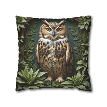 Owl Pillow Case, Owl and Botanicals Pillow Case, Owl Lovers, Birds Lovers, Gift For Her, Gift for Friend - Homevalley.co.uk