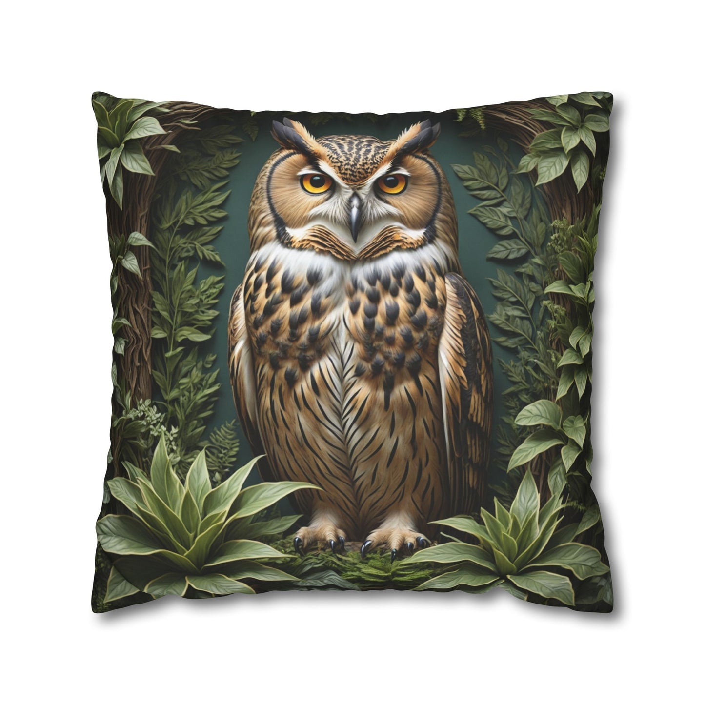Owl Pillow Case, Owl and Botanicals Pillow Case, Owl Lovers, Birds Lovers, Gift For Her, Gift for Friend - Homevalley.co.uk
