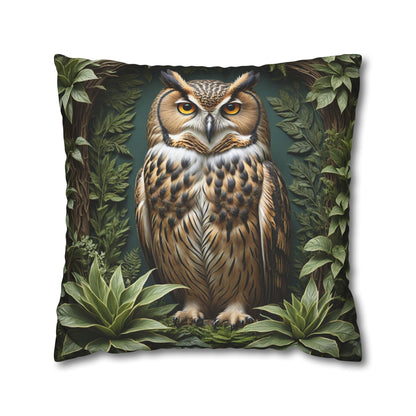 Owl Pillow Case, Owl and Botanicals Pillow Case, Owl Lovers, Birds Lovers, Gift For Her, Gift for Friend - Homevalley.co.uk