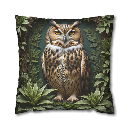 Owl Pillow Case, Owl and Botanicals Pillow Case, Owl Lovers, Birds Lovers, Gift For Her, Gift for Friend - Homevalley.co.uk