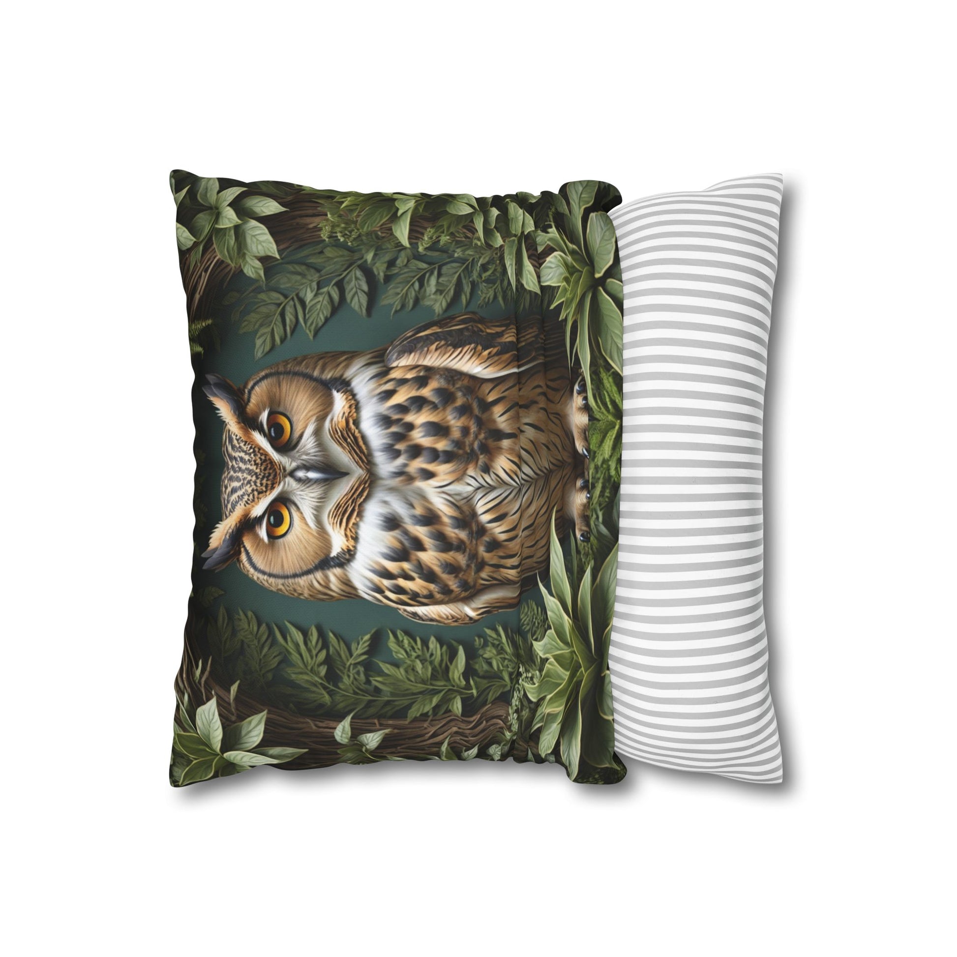 Owl Pillow Case, Owl and Botanicals Pillow Case, Owl Lovers, Birds Lovers, Gift For Her, Gift for Friend - Homevalley.co.uk