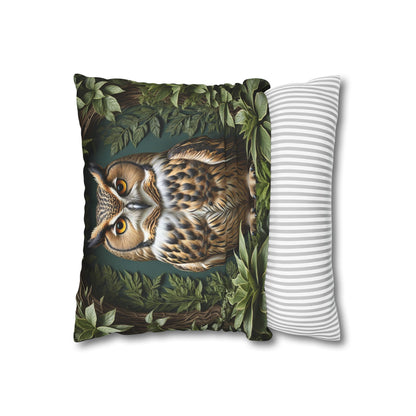 Owl Pillow Case, Owl and Botanicals Pillow Case, Owl Lovers, Birds Lovers, Gift For Her, Gift for Friend - Homevalley.co.uk
