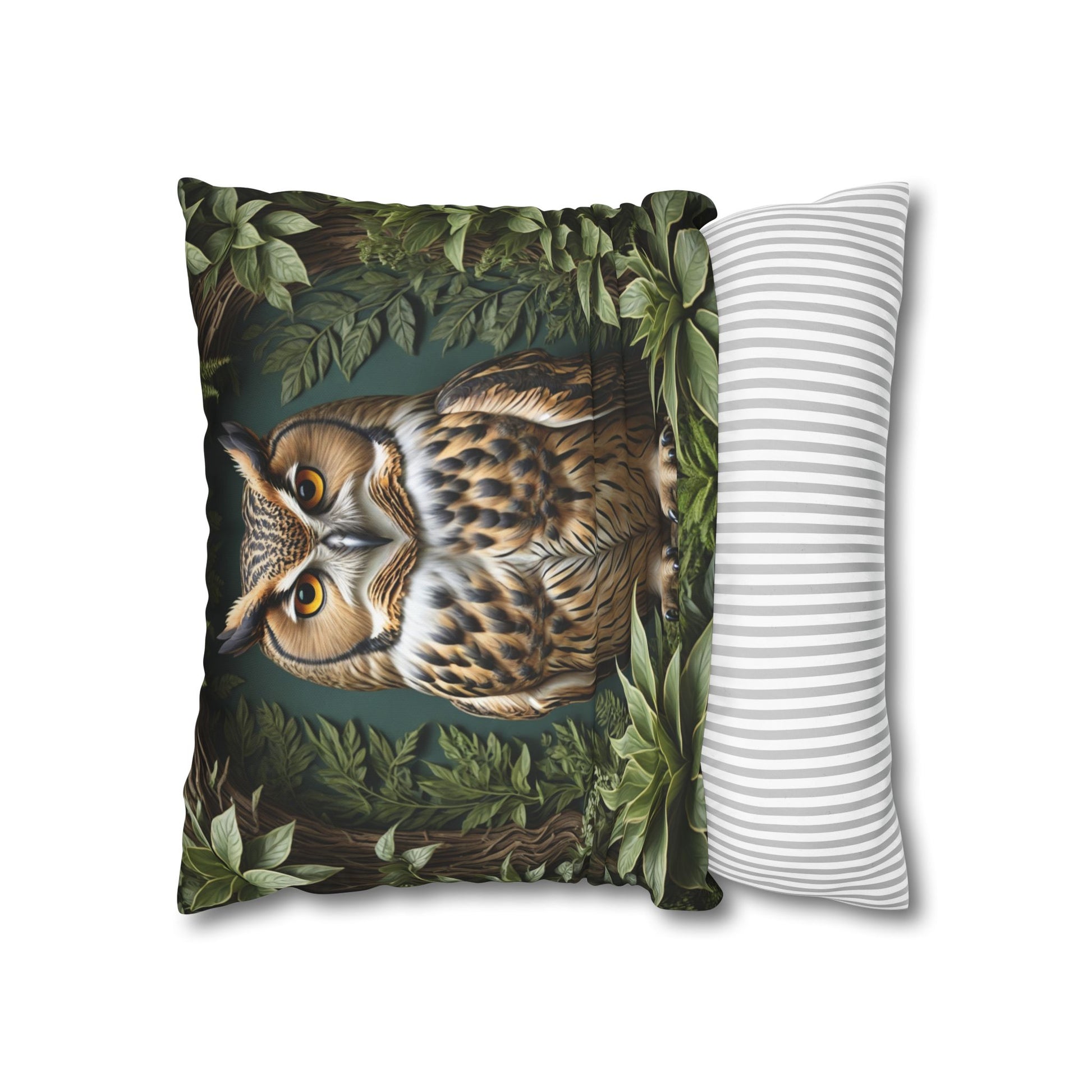 Owl Pillow Case, Owl and Botanicals Pillow Case, Owl Lovers, Birds Lovers, Gift For Her, Gift for Friend - Homevalley.co.uk